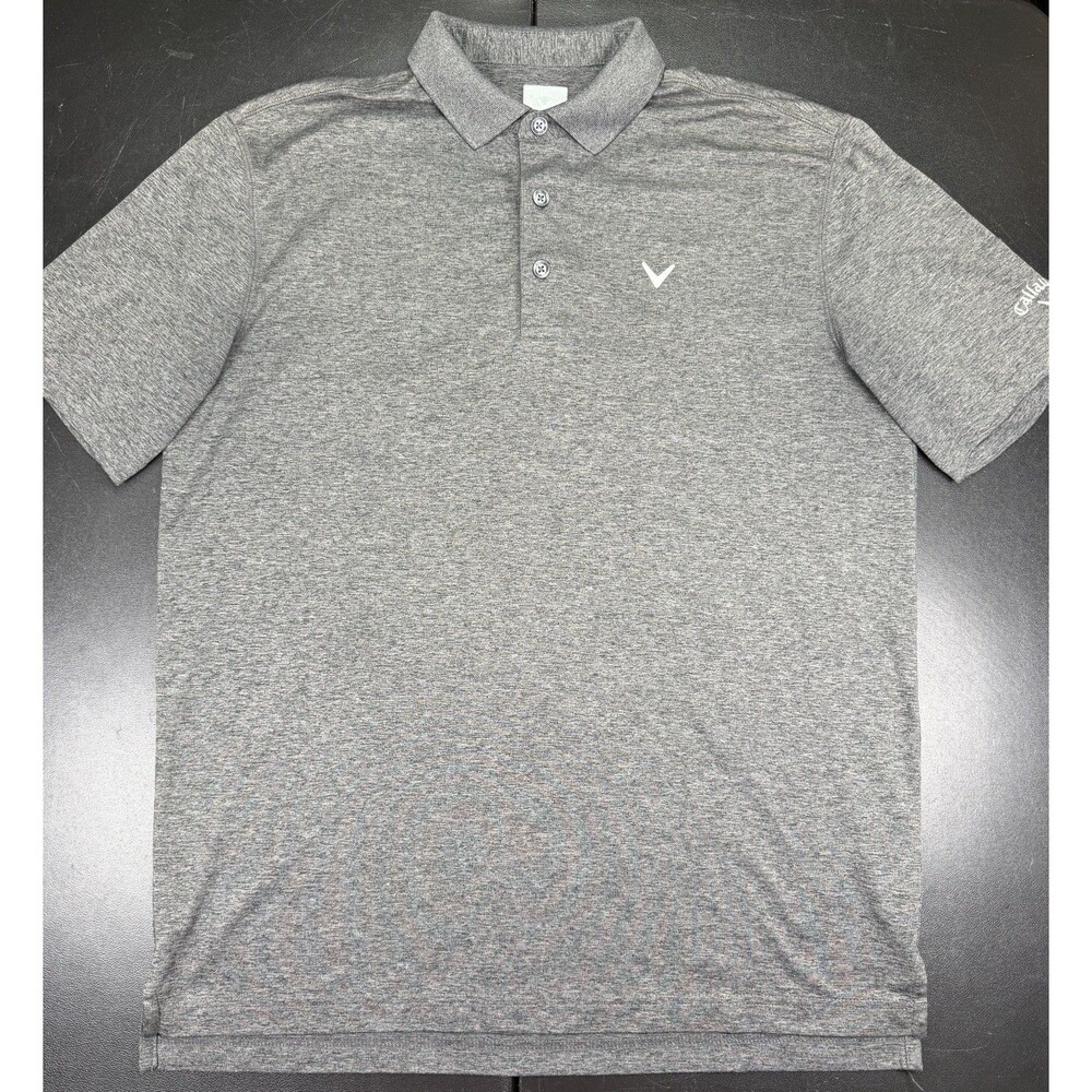 Callaway Polo Shirt Mens Medium Gray Opti Dri Fit Golf Casual Short Sleeve